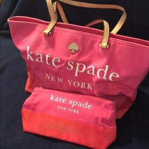 Kate Spade Canvas tote and makeup bag